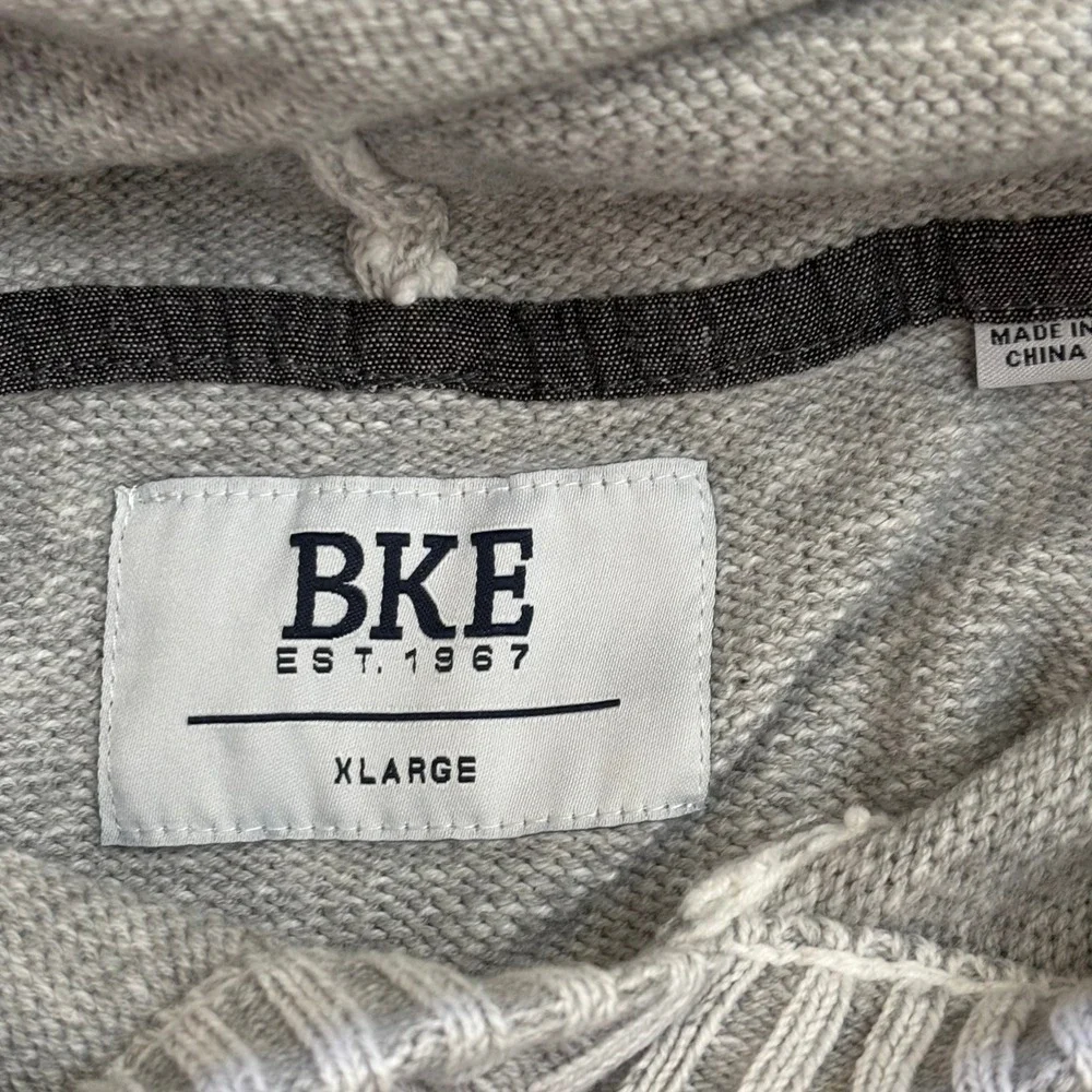 BKE Mens Hygge Scandi Style Light‎ Gray Textured Knit Pullover Hoodie Sweater XL